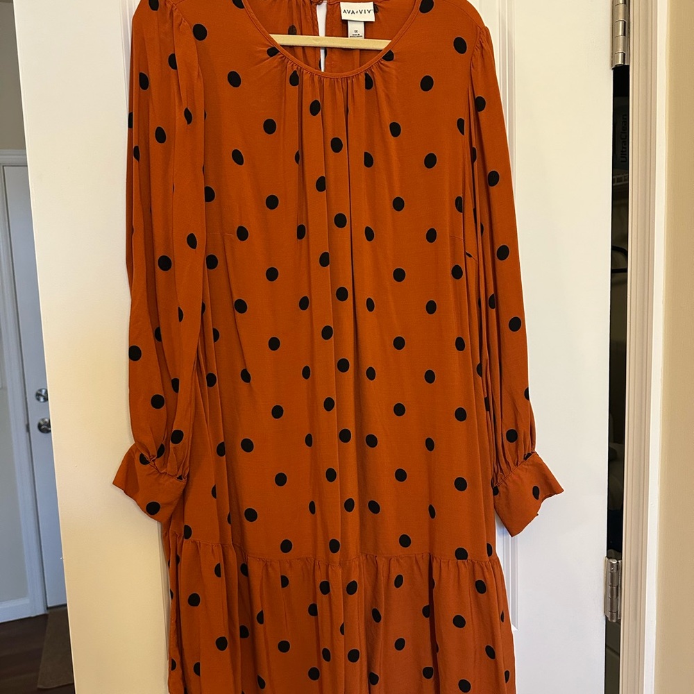 Ava & Viv Brown and Orange Long Sleeve Sundress